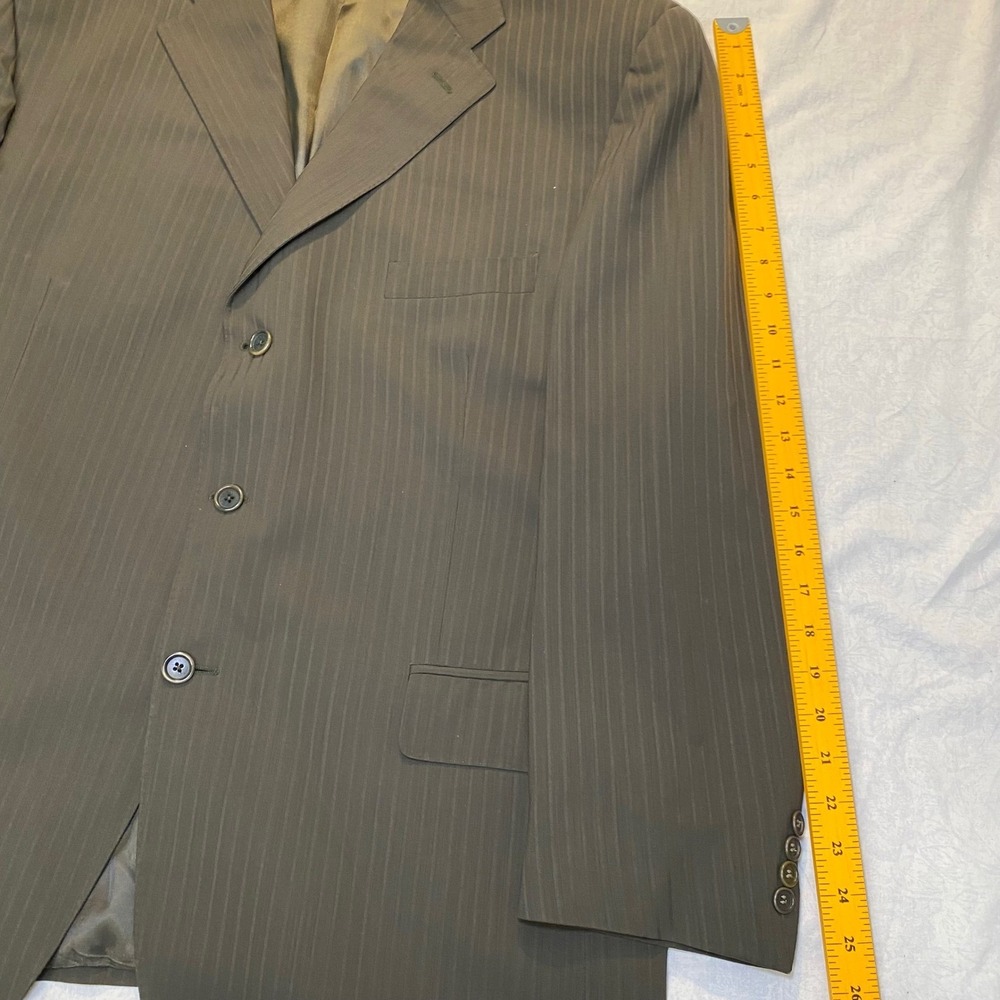 Zanieri Made In Italy Sport Coat‎ Blazer Mens 46L Brown Pinstripe Wool 3 Btn - Picture 4 of 8